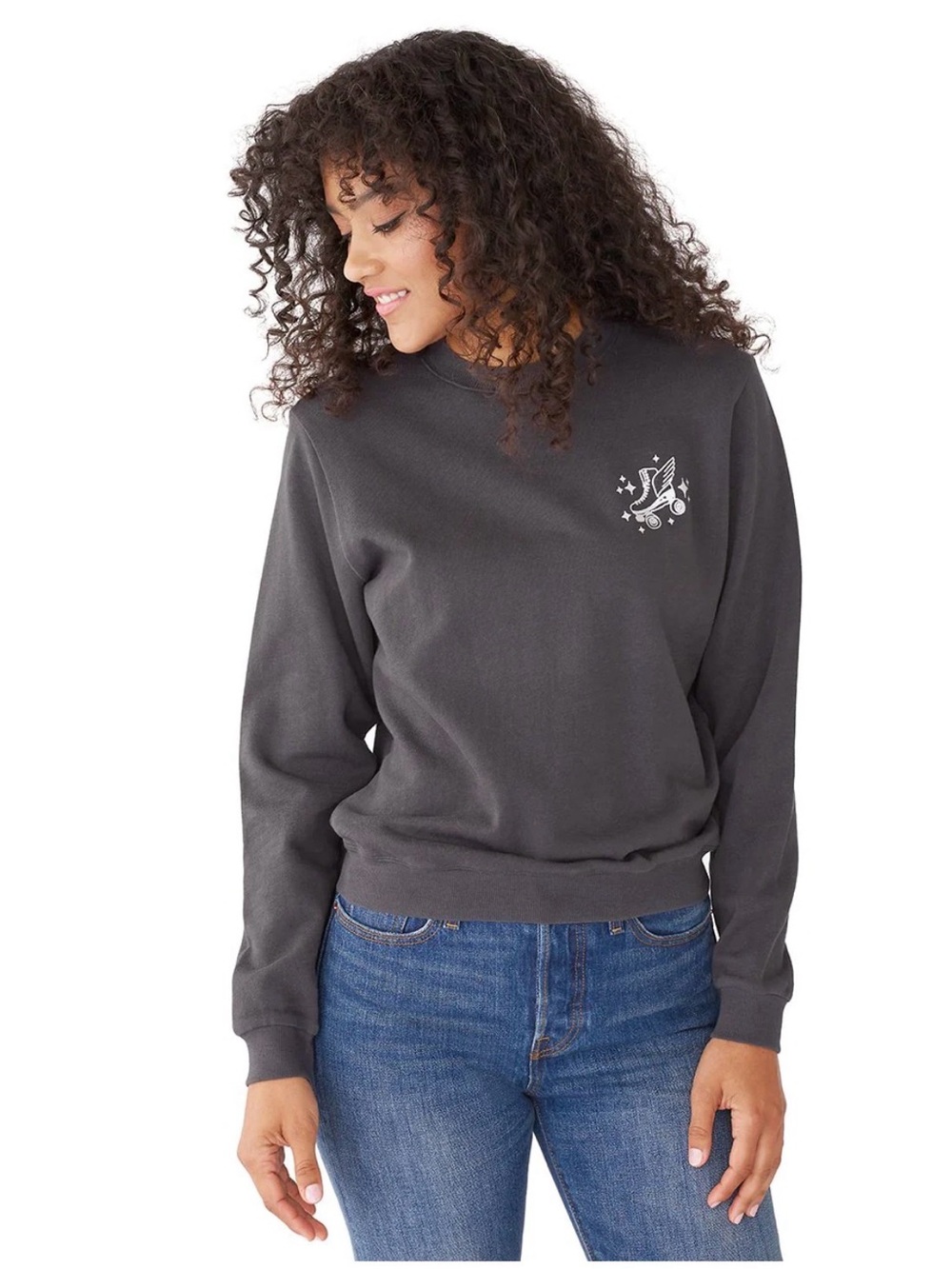 Ban-do Roller Disco Sweatshirt Gray Terry Cotton , size XS